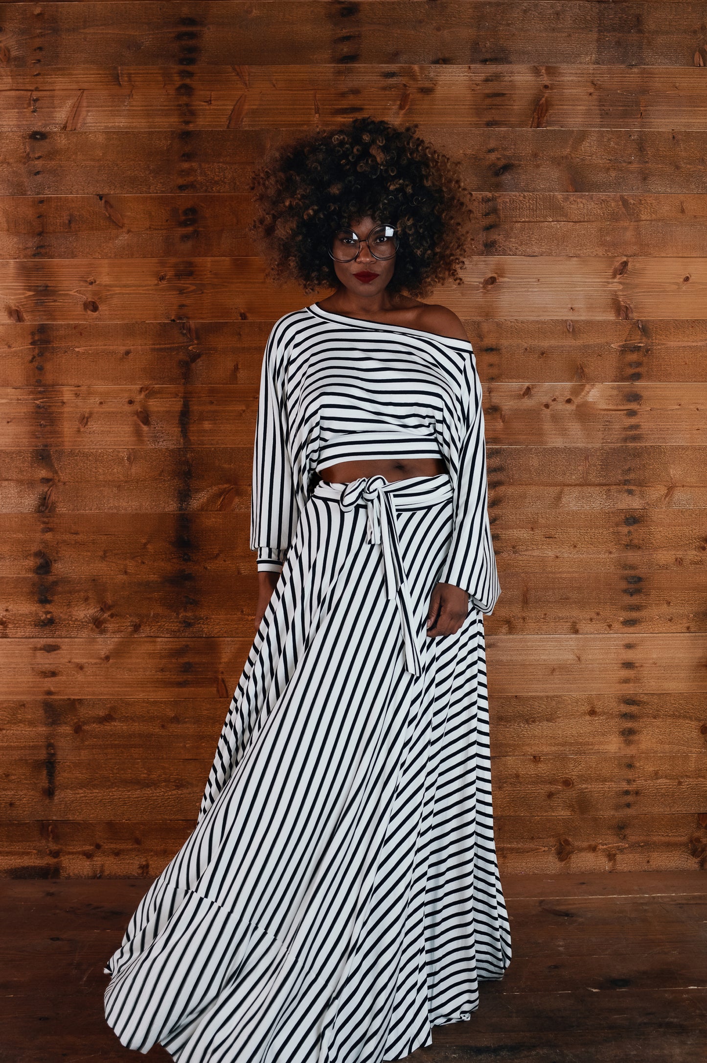 :: skripes :: stripe crop + circle skirt